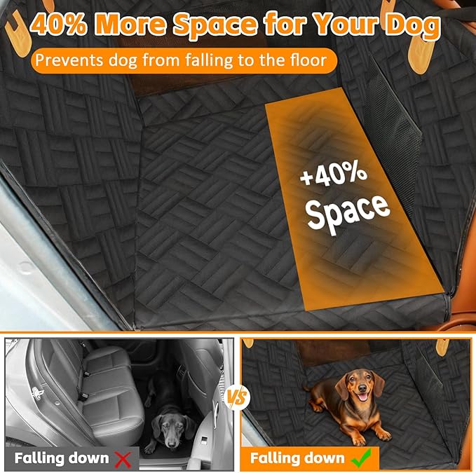 HNCPSY Large Dog Car Seat, Back Seat Extender for Dogs UP to 65LB, 1 Piece Hard Bottom Car Seat Cover for Dogs Waterproof Dog Seat Cover for Cars,SUV & Truck