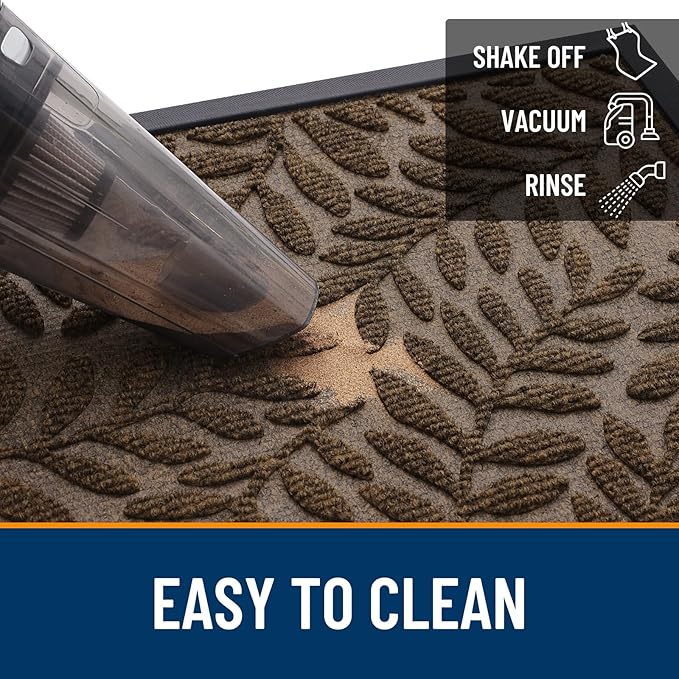 OLANLY Door Mat Indoor Outdoor Entrance, 36x24, Waterproof All-Weather All-Season Doormat, Sturdy Natural Rubber, Stain and Fade Resistant, Low Profile, Easy Clean Patio Entryway Mat, Medium Brown