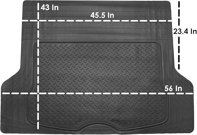 FH Group Climaproof™ Trimmable Non-Slip Vinyl Floor Mats Full Set - Universal Fit for Cars Trucks and SUVs (Black) F11306 + F16400