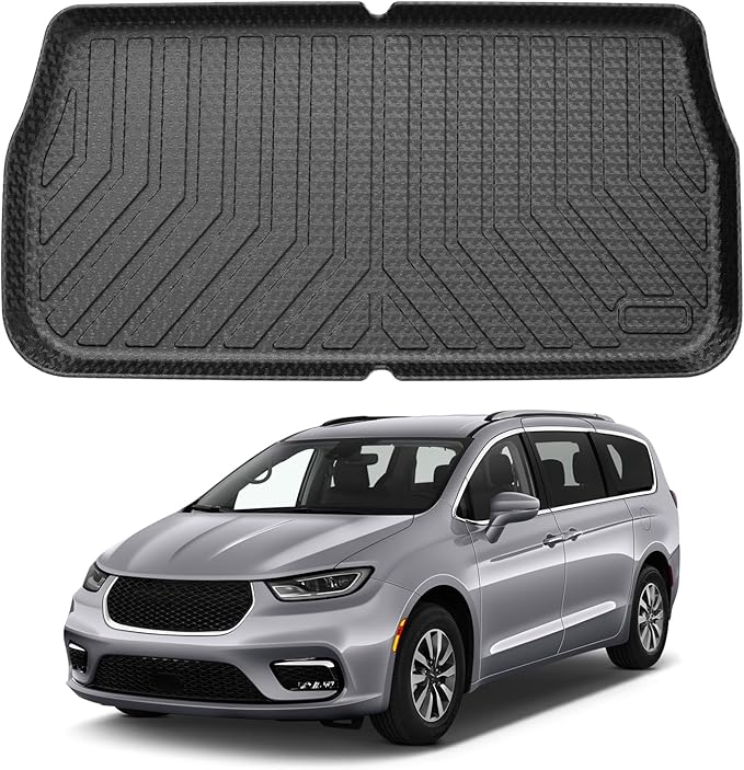 Mixsuper Custom Fit Cargo Liner for Chrysler Pacifica 2017-2025/Voyager 2020-2025, Behind The 3rd Row, All Weather Rear Cargo Mat Trunk Liner Black