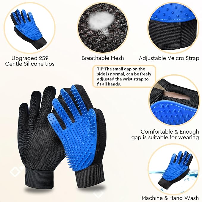 Cat Grooming Glove Brush,Pet Hair Remover Tool,Reusable Dog Hair Fur Remover for Carpet,Furniture,Couch,Clothes,Eco-Friendly and High efficiency