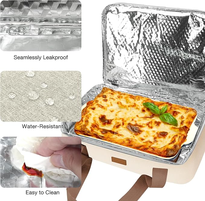 Vuudh Expandable Casserole Carrier Bag - Double Decker Food Bag, Insulated Casserole Carrier for Hot or Cold Food, Lasagna Holder Tote for Picnics,Beaches,Traveling or Gifts