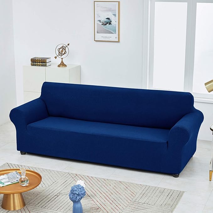 Joccun Stretch Couch Cover Slipcovers, 1-Piece Sofa Covers for 3 Cushion Couch Spandex Jacquard Washable Furniture Protector Cover for Living Room,Kids,Pets(Sofa,Classic Blue)