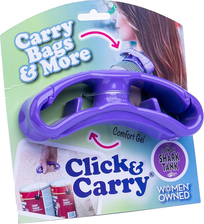 Click & Carry Grocery Bag Holder & Plastic Bag Carrier With Gel Padded Handle - Hands-Free Shopping Assistant for Multiple Bags, Paint Cans & Luggage - 100lb Capacity, As Seen on Shark Tank