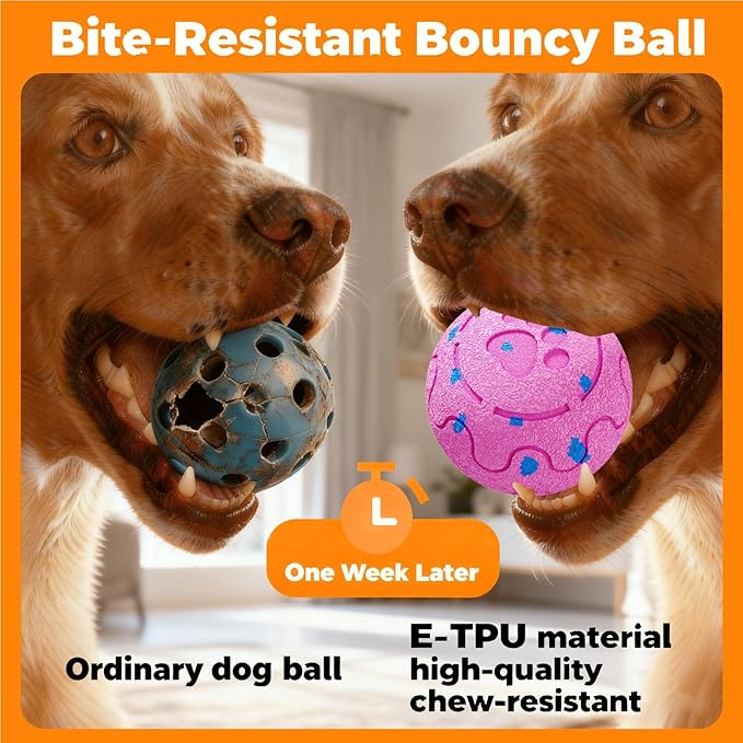 Dog Balls: Interactive Dog Ball, Self-Moving Dog Toy with Auto-Rolling & Bouncing, E-TPU Material, IP54 Waterproof, Motion-Activated, for Small/Medium/Large Dogs (Pink)