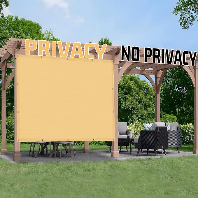 SUNNY GUARD Shade Cloth Custom Size 11x12 FT Sun Shade Screen Fabric Shade Cover Tarp with Grommets for Pergola Backyard Garden, Sand(We Customized)