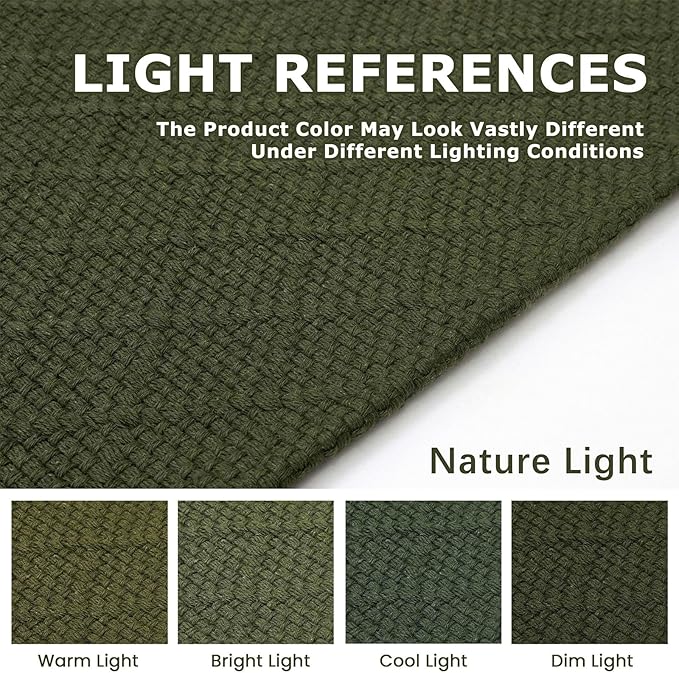 KOZYFLY Runner Rug 2x7 Ft Washable Runners for Hallways Non Slip Rubber Backed Kitchen Runners, Braided Cotton Entryway Runner Indoor, Floor Carpet for Hallway Kitchen Entryway, Dark Green