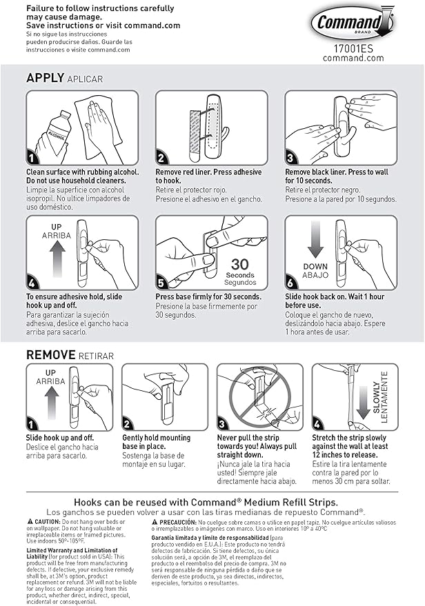 Command Medium Utility Hooks, 9 Wall Hooks and 12 Strips, Damage-Free Hanging with Adhesive, No Tools Great for Hanging Christmas Decorations, Holds up to 3 lb