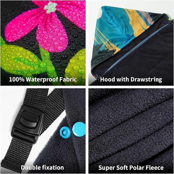 Hooded Stadium Blanket, Waterproof Fleece Wearable Camping Blanket