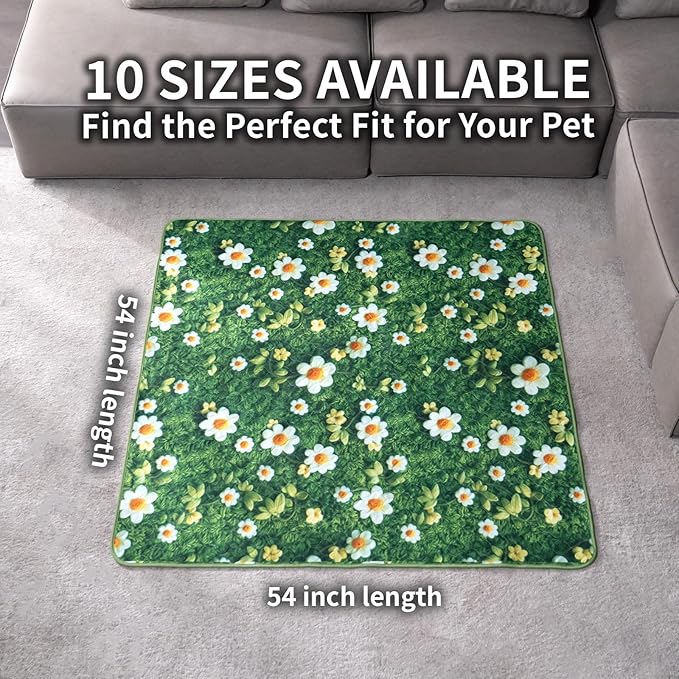 Dog Pee Pads Training Pads Upgrade Triple Thickness All-Purpose Super Absorbent & Leak-Proof, Quick Dry and Leak-Proof and Odor Control (Yellow Daisy on Green, 54" x54"x2PCS)