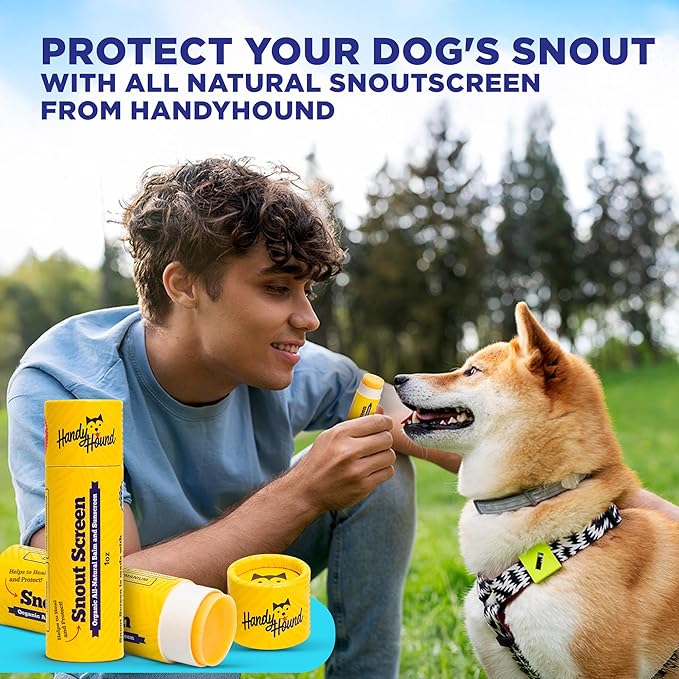 Handy Hound SnoutScreen Dog Paw Balm and All-Natural Dog Nose Balm for Dry, Cracked Skin, Dog Itching Skin Relief, Dog Sunscreen, Vet Recommended, Made in USA, Protects Against UVB and UVC Rays, 1 oz