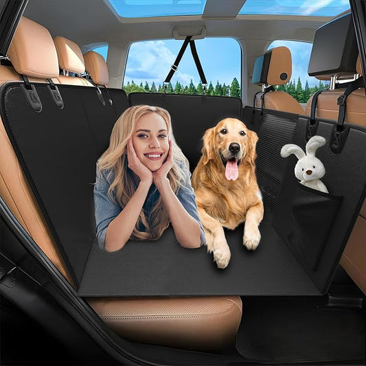 Back Seat Extender for Dogs,Hard Bottom Car Seat Cover,100% Waterproof 600D Heavy Durable Scratchproof Leather Car Dog Cover Back Seat,Non Slip Easy Clean Car Seat Protector,with Storage Bag