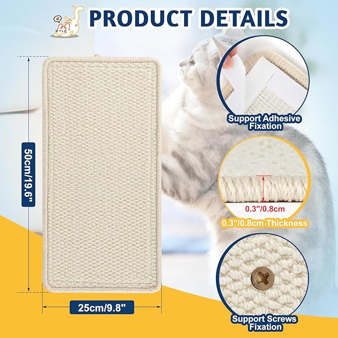 ENONCI Corner Cat Scratcher Wall Mounted for Indoor Cats, Cat Scratcher Pad for Door Frame, 19.6X9.8 Inch Anti Cat Scratch Door Furniture Protector for Couches and Walls