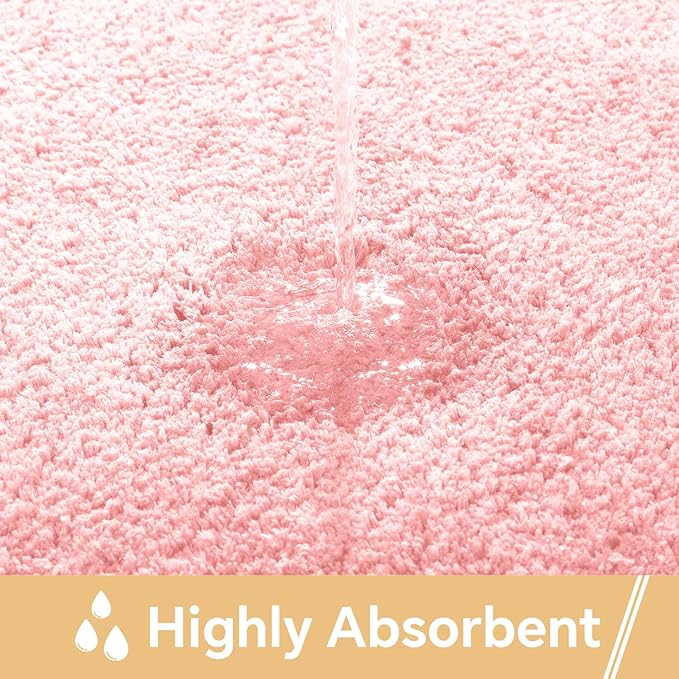 Pink Bathroom Rugs Runner 24"x72" - Extra Long Plush Bath Mat, Non Slip Absorbent Microfiber Floor Rug, Washable and Fluffy - Ideal for Bathroom, Kitchen or Pet Mat Use
