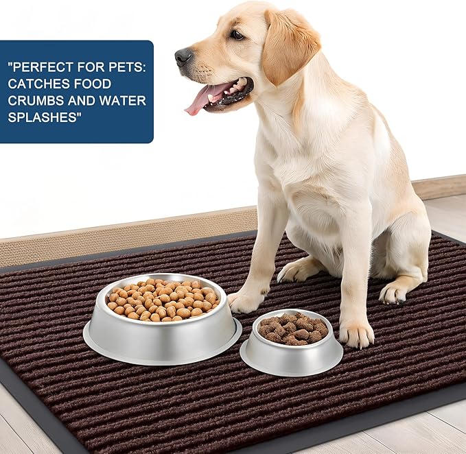 OLANLY Front Door Mat Indoor Outdoor Entrance, 2-Pack 33 x 21 Inch, Waterproof Heavy Duty Doormat, Fade Resistant, Low Profile, Easy Clean Patio Porch Welcome Floor Mats for Entry, Brown