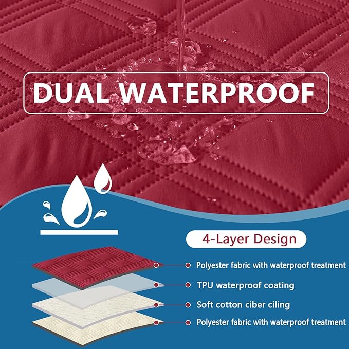 hyha Waterproof Dog Blanket, Reversible Pet Bed Blanket, Soft Sofa Couch Cover for Dogs Washable, Waterproof Pet Couch Covers for Sofa Puppy Cats Furniture Protector(52"x82", Wine Red/Beige)