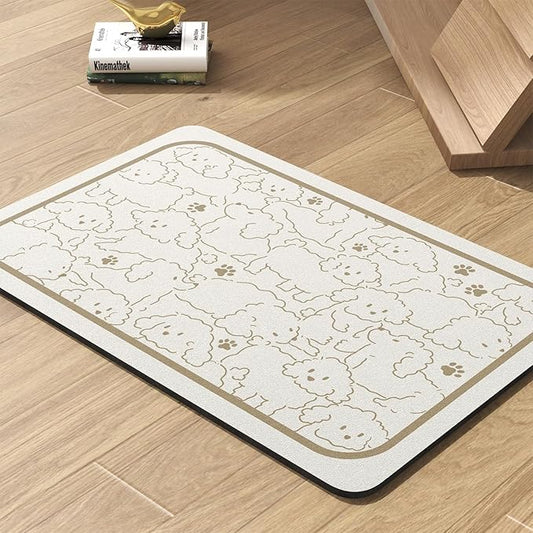 Pet Feeding Mat-Absorbent Dog Mat for Food and Water Bowl-No Stains Quick Dry Water Dispenser Mat-Dog Accessories Pet Supplies-Bowl for Messy Drinkers（FRAMEDOGS,16"x24"