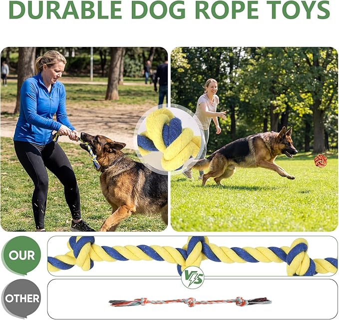 Aitmexcn Dog Rope Toys for Small and Medium Dogs, 10 Pack Puppy Teething Cotton Chew Tug Ropes, Indoor Outdoor Interactive Tug of War Toy Set, Sturdy Knot Toys for Dental Care and Boredom Relief