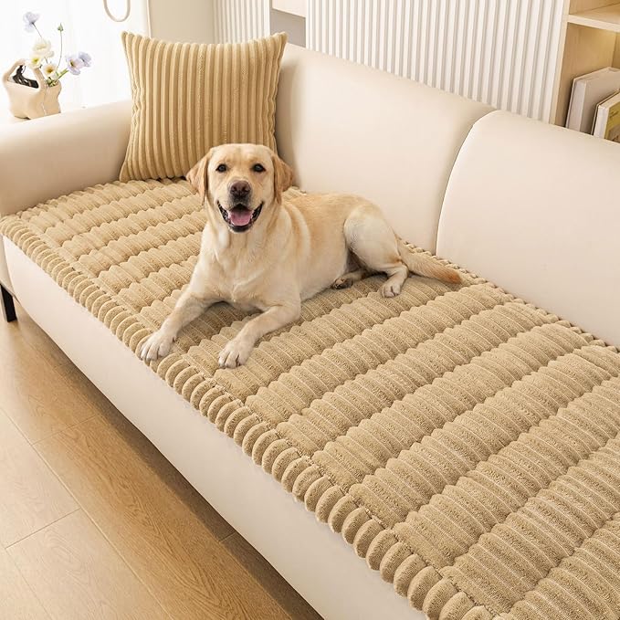 Smiry Couch Cover for Dogs, Non Slip Washable Sofa Protector for Pets, Soft Furniture Cover for Pet, Stylish Sofa Covers, Cozy Protect Against Fur, Dirt & Everyday Messes (Camel, 35.4" x 88")