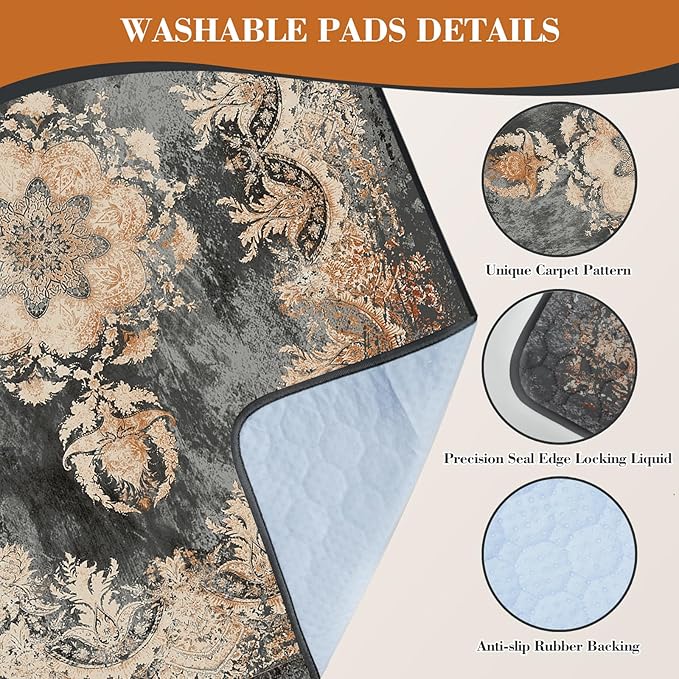 Dogcator Washable Pee Pads for Dogs, Reusable Puppy Training Pads 2 Pack. 36''x48'' Non-Slip and Leakproof Washable Pee Mat, Super Absorbent Dog Rugs, Whelping Pads for Crates and Floors