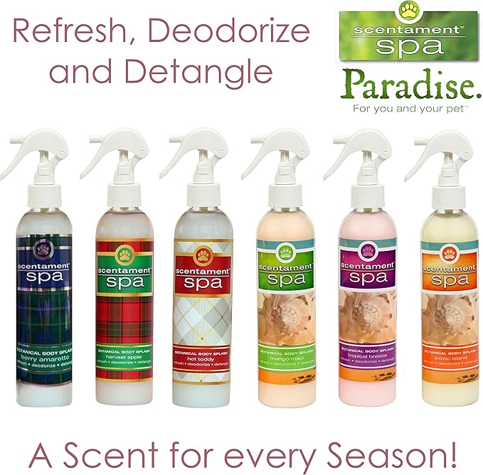Best Shot Scentament Spa Botanical Body Splash, Detangler Spray, Hypoallergenic Body Spray for Cat and Dog, Berry Amaretto, 8 Oz.