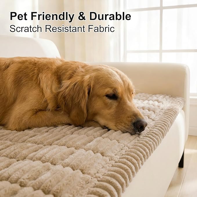 Smiry Couch Cover for Dogs, Non Slip Washable Sofa Protector for Pets, Soft Furniture Cover for Pet, Stylish Sofa Covers, Cozy Protect Against Fur, Dirt & Everyday Messes (Khaki, 35.4" x 70.9")