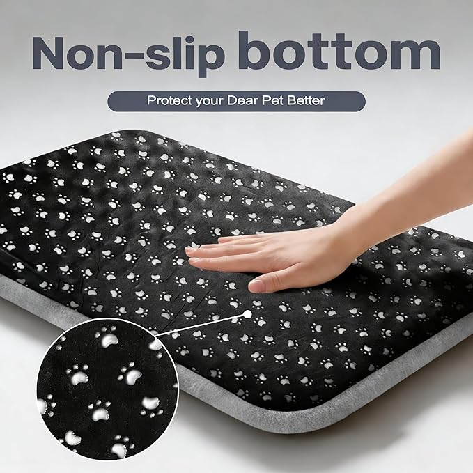 Fogkiss Dog Bed Mat, Reversible Dog Crate Pad with Washable Kennel Mat and Soft Foam, Pet Bed for Dogs & Cats, for Crates Carriers & Travel(Big&Small Stars Grey, 35" L*23" W*1.5" Th)