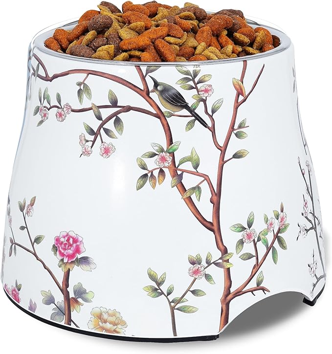 Dog Bowl - 7inch Height Non-Slip Ideal for Medium Dogs it has Food-Grade 304 Stainless Steel Bowls for Food/Water Beautiful Design and high Capacity Large/3.8 Cups(860ml) Bowl Feeder (White)