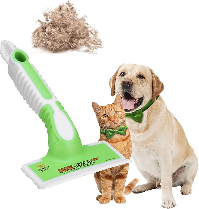 FurDozer Pet Hair Remover & Auto Detailing Tools - Cat & Dog Hair Remover for Carpets, Car Interiors, Couches, Bedding, & Pet Furniture (Green, X6)
