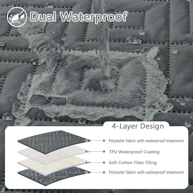 hyha Waterproof Dog Blanket, Soft Dog Bed Cover Pet Blankets, Waterproof Sofa Couch Cover for Dogs Washable, Reversible Pet Couch Covers for Sofa Furniture (30x53 Inch, Dark Grey/Dark Grey)