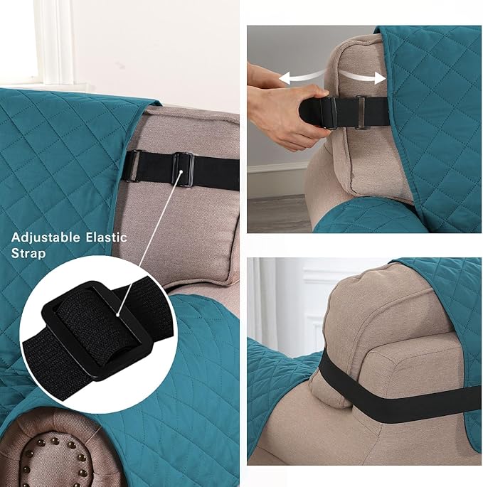 H.VERSAILTEX Reversible Couch Cover Loveseat Cover for 2 Cushion Couch Water Resistant Dog Couch Protector Furniture Cover for Pet Non Slip Loveseat Couch Cover(Oversized Loveseat, Dark Teal/Beige)