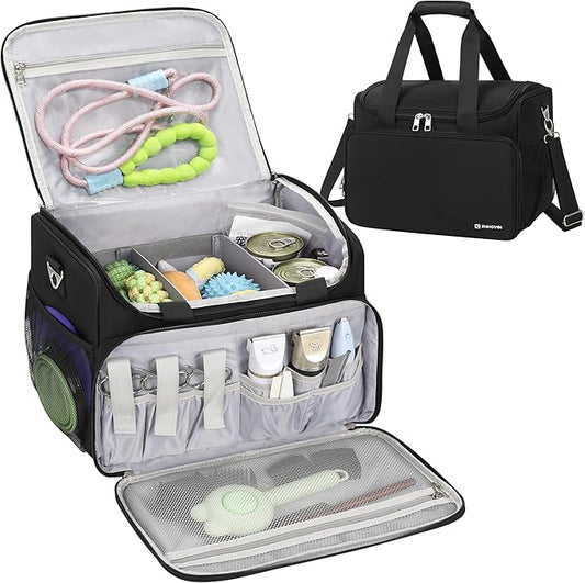 Dog Grooming Vacuum Bag, Pet Grooming Bag Extra Large Dog Grooming Storage Bag with Compartments Professional Travel Animal Groomer's Tool kit Bags for Supplies - for Dogs, Cat & Pet Groomers( Black)