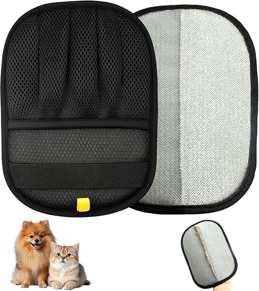 2PCS Upgraded Pet Hair Removal Gloves for Cats & Dogs, Five-Finger Electrostatic Reusable Magic Brush for Effortless Pet Hair Remover Tool on Carpet, Clothing, Laundry, Couch, Car Seat (Black)