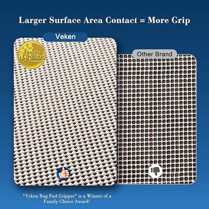 Veken 4 Ft Round Rug Pad Gripper for Hardwood Floors, Circle Non Slip Rug Pads for Area Rugs, Thick Rug Grippers for Tile Floors, Under Carpet Anti Skid Mat, Keep Your Rugs Safe and in Place