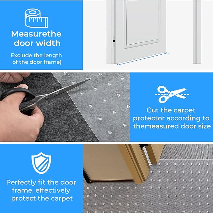 Carpet Protector for Pets Cat Scratch Carpet Protector Easy to Cut Plastic mat for Carpet Anti Scratch Under Door Mat Carpet Scratch Stopper from Cat Dog Scratching 3.6FT (Clear, 3pcs)