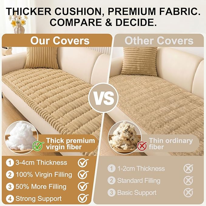 Smiry Couch Cover for Dogs, Non Slip Washable Sofa Protector for Pets, Soft Furniture Cover for Pet, Stylish Sofa Covers, Cozy Protect Against Fur, Dirt & Everyday Messes (Camel, 35.4" x 95")