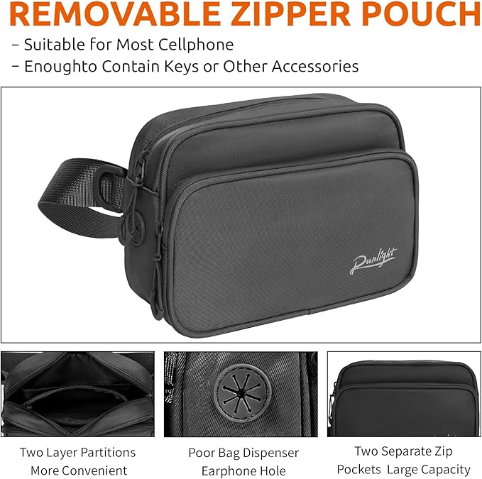 Runlight Dog Training Treat Pouch Fanny Pack,Dog Waist Belt,Dogs Walking Bag Crossbody with Poop Bags,Puppy Treat Bag Training Pouch (Black)