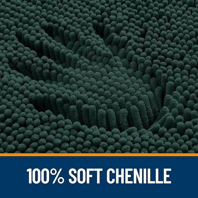 OLANLY Bathroom Rugs 30x20, Extra Soft Absorbent Chenille Bath Rugs, Rubber Backing Quick Dry, Machine Washable Bath Mats for Bathroom Floor, Tub and Shower, Home Decor Accessories, Blackish Green