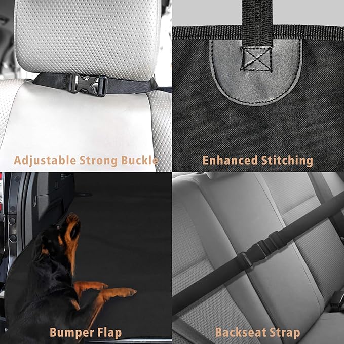 F-color SUV Cargo Liner for Dogs - Waterproof Pet Cargo Liner, Comfort Dog Cargo Cover with Bumper Flap Protector, Scrachproof for Large SUVs Sedans Trunks Vans, Black