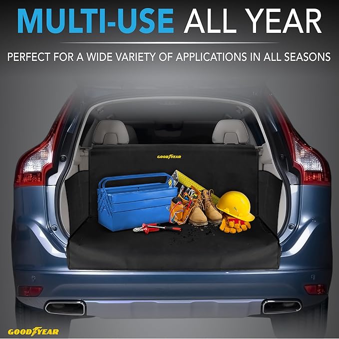 GOODYEAR Water Resistant SUV Cargo Cover Heavy-Duty Trunk Protector for Dogs, Durable Liner with Side Walls, Pet Mat, Large Size