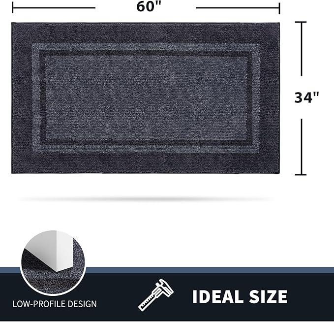 PURRUGS Dirt Trapping Door Mat 34" x 60", Non-Slip Machine Washable Entryway Rug, Entrance Mat, Indoor Front Door Mat, Super Absorbent Entry Rug for Muddy Shoes & Paws, Bluish Grey & Charcoal
