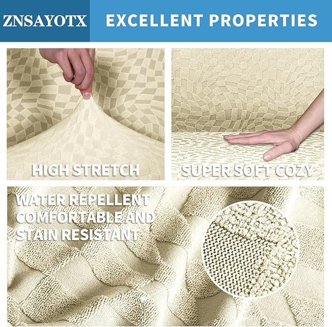 ZNSAYOTX Fashion Futon Cover (67"-82") Stretch Fit Armless Sofa Bed Slipcover, Universal Foldable Sofa Mattress Protector Full Queen Size, Irregular Plaid Texture Jacquard Futon Protector (Beige)