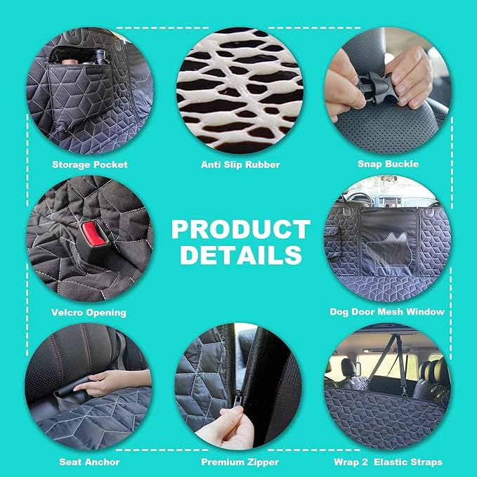 Dog Seat Covers for Back Seat,Pet Hammock for Cars, Waterproof Backseat Cover for Dogs in Car, Heavy Durable Car Hammock for SUV with Mesh Window, Non Slip Dog Car Seat Covers for SUVs,RAV4,CRV