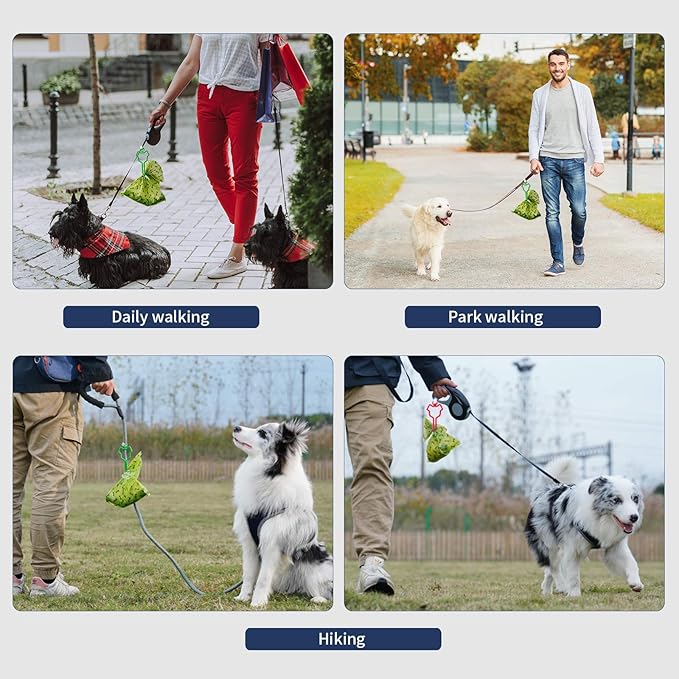 Dalzom® 2Pcs Dog Poop Bag Holder, Waste Bag Holder Carrier for Leash, Dog Poop Bag Dispenser for Walking Running Bicycle Accessory (Green)
