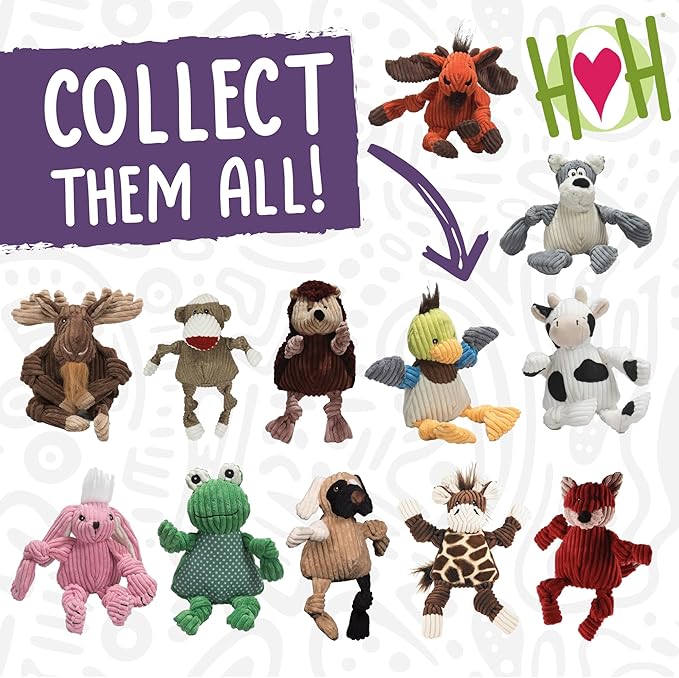 HuggleHounds Knottie Plush Dog Toy - Dog Stuffed Animal Toy, Puppy Toys, Squeaky Dog Toy for Small, Medium & Large Dogs, Durable Plush to Keep Them Busy - Fergie Frog, Small