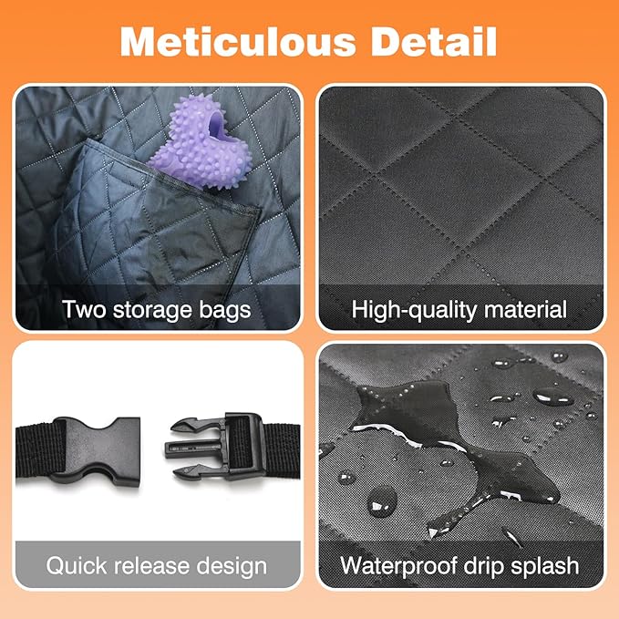 Backseat Car Cover for Dogs – 100% Waterproof Heavy Duty 600D Oxford Back Seat Dog Hammock, Scratch-Proof & Nonslip Pet Car Seat Hammock, Multi-use Pet Travel Hammock Seat Cover, Trucks & SUVs