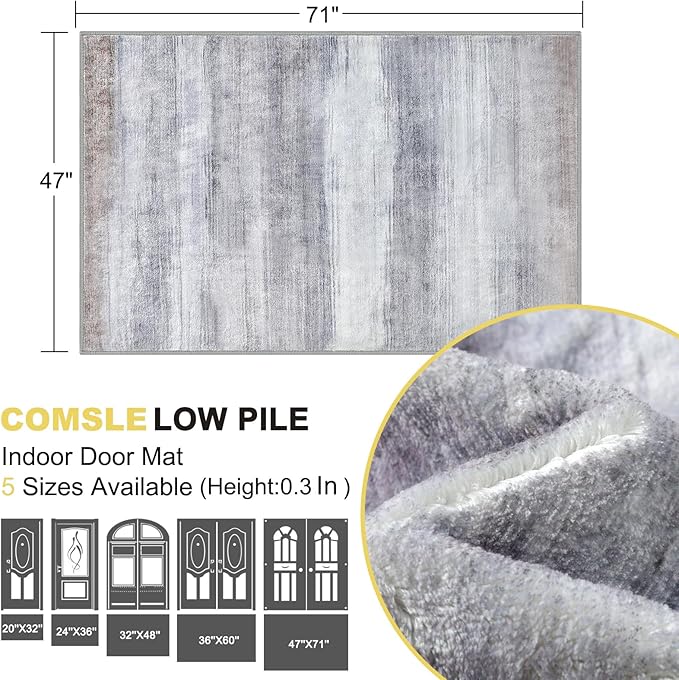 COMSLE Door Mat, Front Door Mat Indoor for Entrance Faux Wool Absorbent Non Slip Modern Throw Rug for Entryway Bedroom Muddy Paws - Pet Friendly, 47x71 Inches, Brown Machine Washable