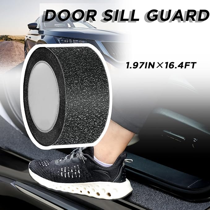 Frienda Car Door Edge Guards Door Sill Protector Automotive Entry Guard Anti Collision Scuff Sill Trim Protection Strips for Most Cars Vehicles Accessories(2 Inch Wide, 16.4 Feet,Black)