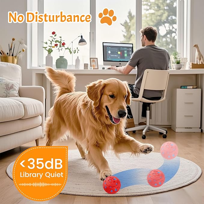 Dog Balls: Interactive Dog Ball, Self-Moving Dog Toy with Auto-Rolling & Bouncing, E-TPU Material, IP54 Waterproof, Motion-Activated, for Small/Medium/Large Dogs (Red)