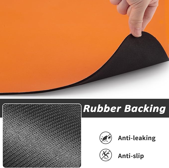 Dog Food Mat - Absorbent Cat Mat for Food and Water, No Stains Pet Feeding Bowl Mat, Easy to Clean Pet Placemats, Quick Dry Dog Water Dispenser Mat for Messy Drinkers | Paw Orange 18"x34"